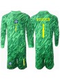 Otroške Nogometnih dresov Brazilija Alisson Becker #1 Vratar Domači Copa America 2024 Dolgi rokavi (+ hlače)